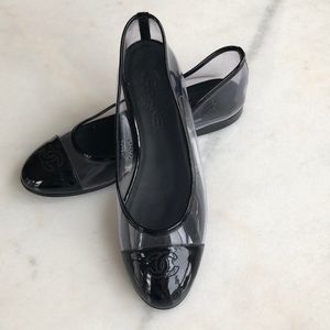 Classic Chanel ballet flats black/clear 39